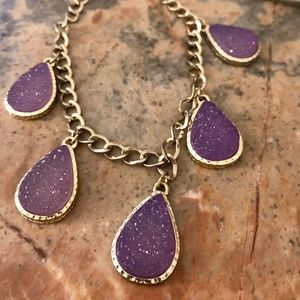 Purple Quartz Gold Statement Collar Necklace